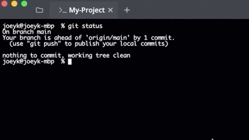 GitKraken Client terminal view gif showing a successful 'git push' command